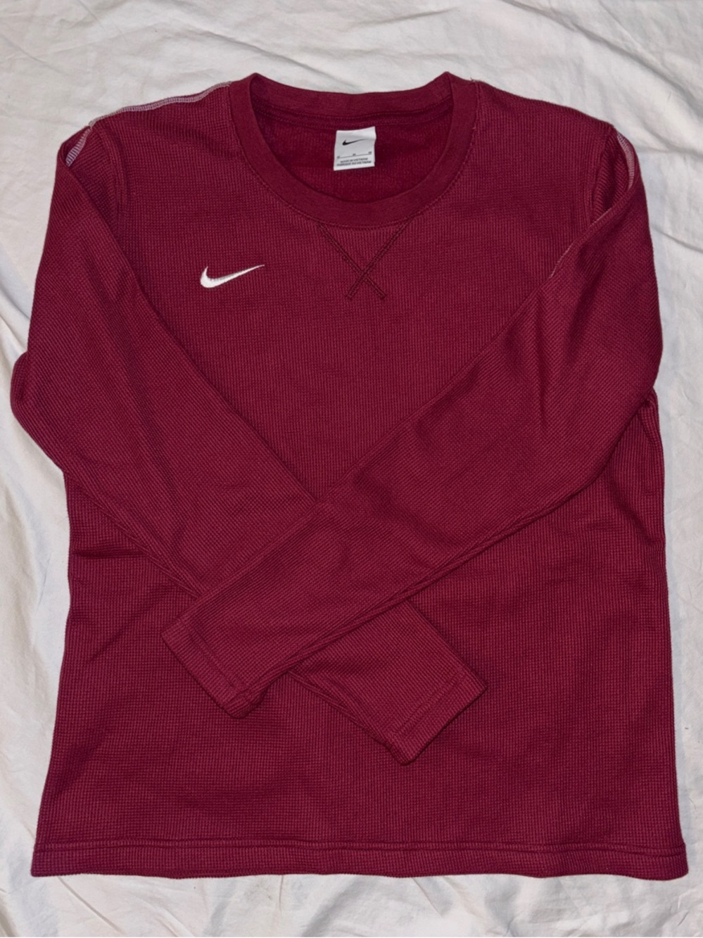 Nike Team Training Men’s Crew Neck Waffle Knit Sweatshirt - Burgundy - Medium